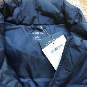Lands End men’s down vest navy blue